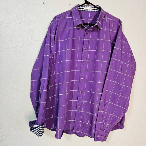 Coofandy Other - Coofandy VTG Men's Lilac Casual Shirt Contrasting Turn Back Cuffs Size  XXXL